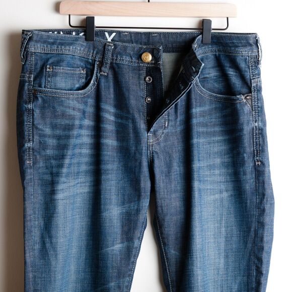 Buffalo David Bitton King-X Jeans Mens 36x32 Blue Basic Slim Boot Stretch Dark - Picture 3 of 15